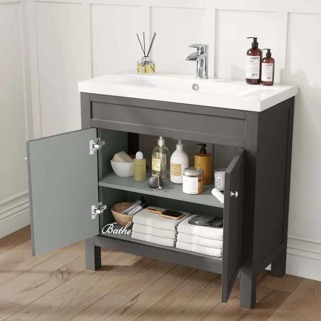 Bermuda Graphite Grey Combination Vanity Basin and Boston Toilet 1300mm
