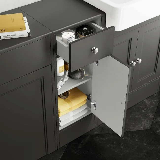 Monaco Graphite Grey Combination Vanity Basin and Boston Toilet 1500mm