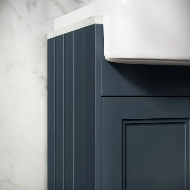 Monaco Inky Blue Combination Vanity Basin with Marble Top and Boston Toilet 1500mm