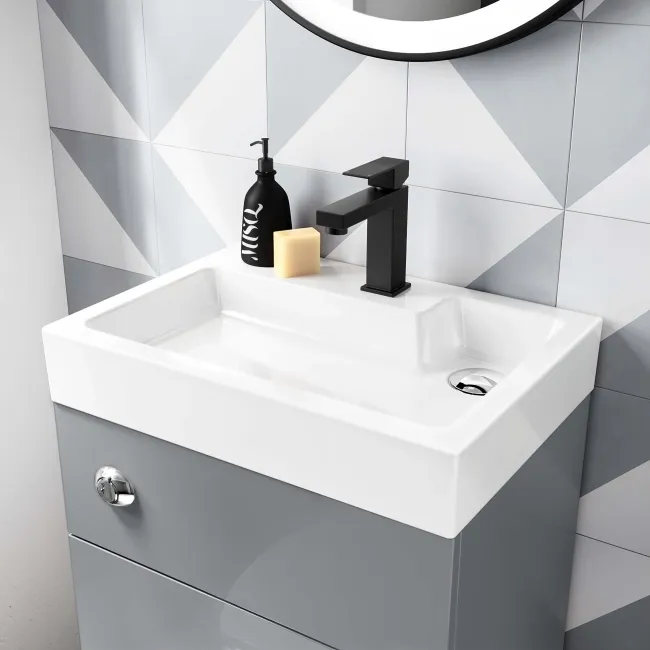 Ohio Stone Grey 2-In-1 Combined Wash Basin & Denver Toilet 500mm