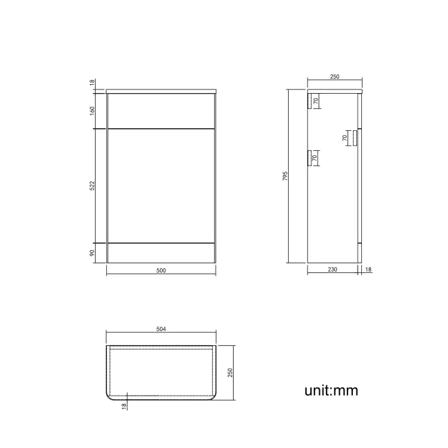 Corsica Curved Inky Blue Slimline Back To Wall Unit and Denver Toilet