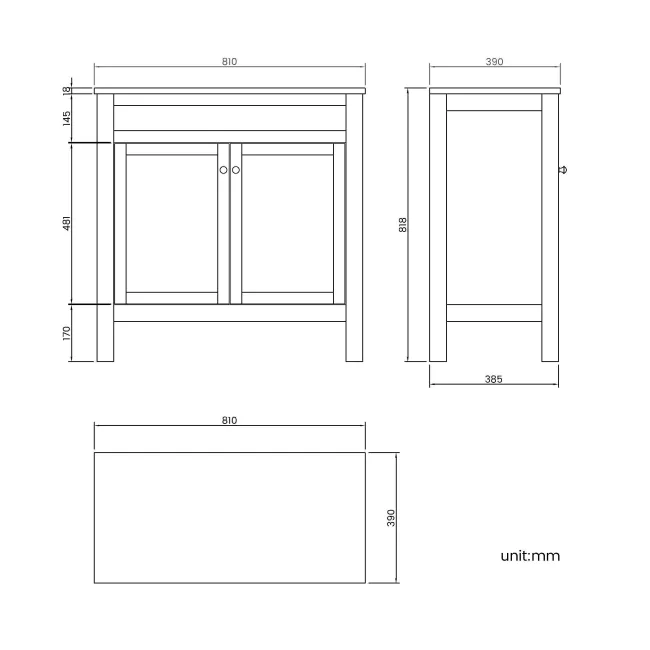 Bermuda Dove Grey Vanity with Round Counter Top Basin 800mm - Brushed Brass Accents