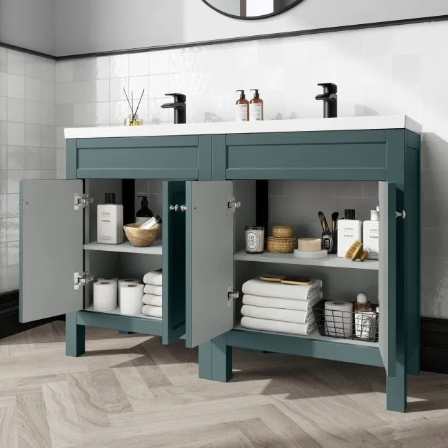 Bermuda Midnight Green Double Basin Vanity 1200mm