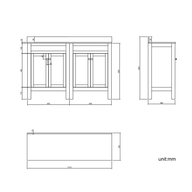 Bermuda Midnight Green Cabinet with Marble Top 1200mm - Excludes Counter Top Basins