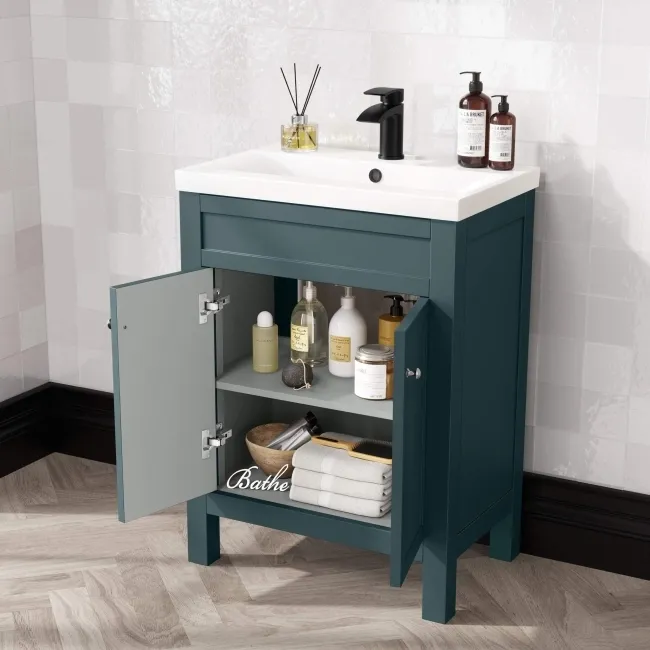 Bermuda Midnight Green Basin Vanity Drawer and Back To Wall Toilet 1100mm (Excludes Pan & Cistern)