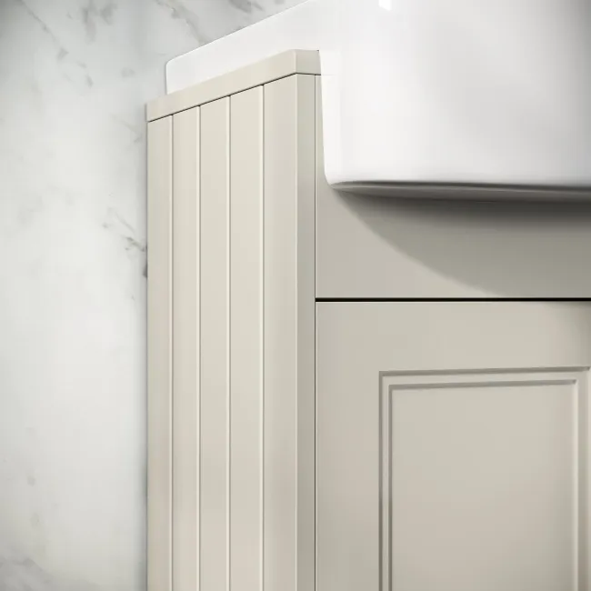 Monaco Chalk White Basin Vanity 600mm - Brushed Brass Accents