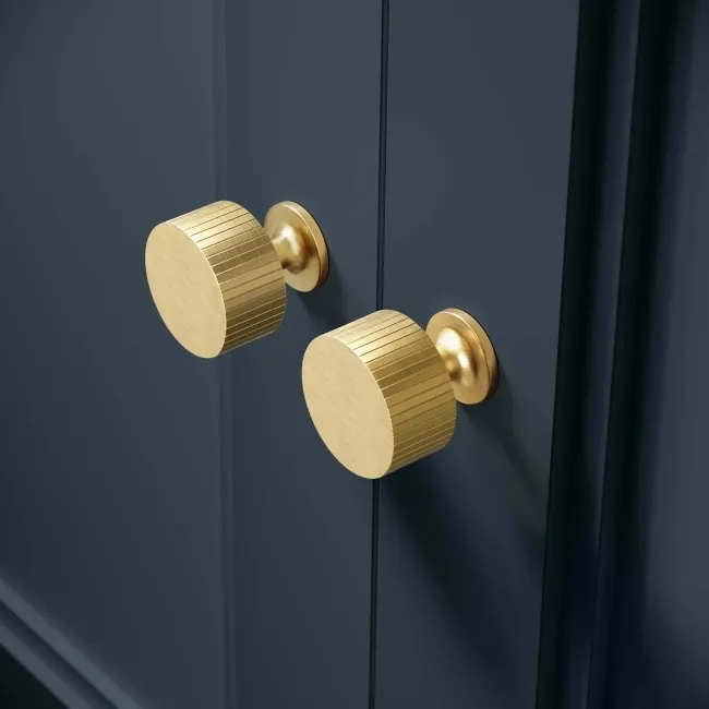 Monaco Inky Blue Basin Vanity 600mm - Brushed Brass Accents