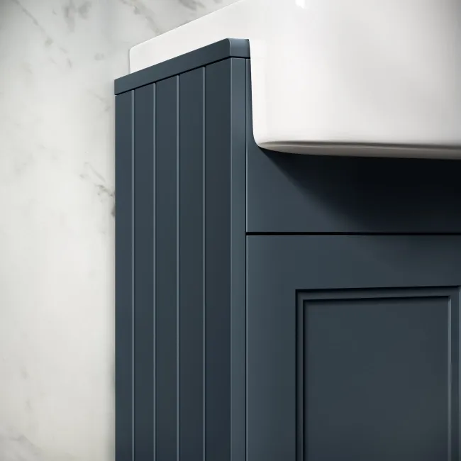 Monaco Inky Blue Basin Vanity 600mm - Brushed Brass Accents