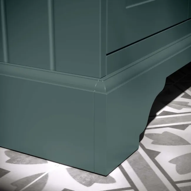 Lucia Midnight Green Double Vanity with Marble Top & Round Counter Top Basin 1200mm - Brushed Brass Accents