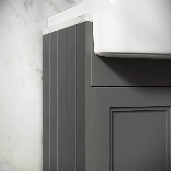 Monaco Graphite Grey Combination Vanity Basin with Marble Top & Atlanta Toilet 1200mm - Brushed Brass Accents