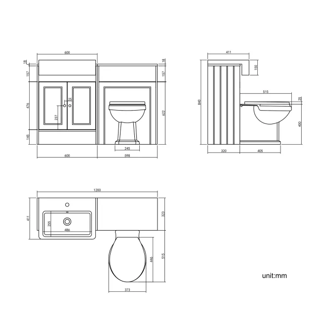 Monaco Inky Blue Combination Vanity Basin and Hudson Toilet with Wooden Seat 1200mm - Brushed Brass Accents