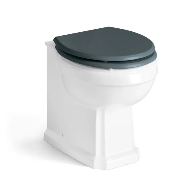 Monaco Inky Blue Combination Vanity Traditional Basin and Hudson Toilet with Wooden Seat 1500mm - Brushed Brass Accents
