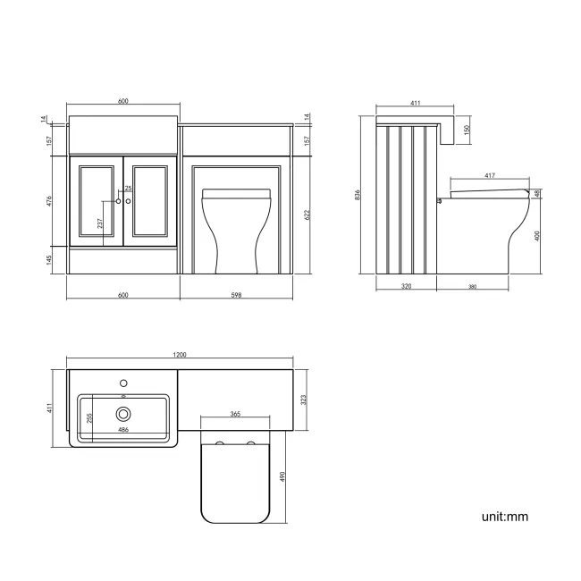 Monaco Midnight Green Combination Vanity Basin with Marble Top & Atlanta Toilet 1200mm - Brushed Brass Accents