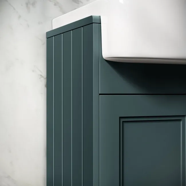 Monaco Midnight Green Combination Vanity Basin and Hudson Toilet with Wooden Seat 1200mm