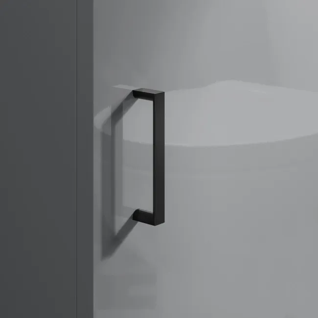 Quartz Stone Grey Cloakroom Vanity with Semi Recessed Basin 450mm - Black Accents