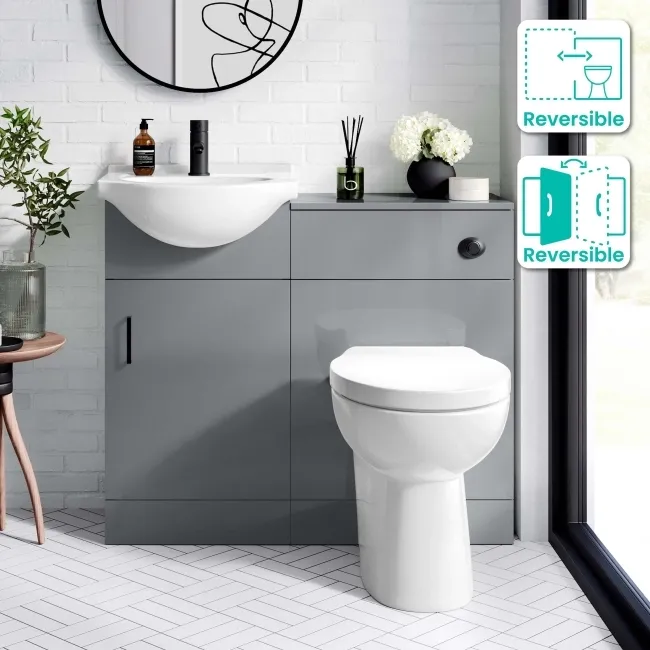 Quartz Stone Grey Combination Vanity Basin and Austin Toilet 950mm - Black Accents