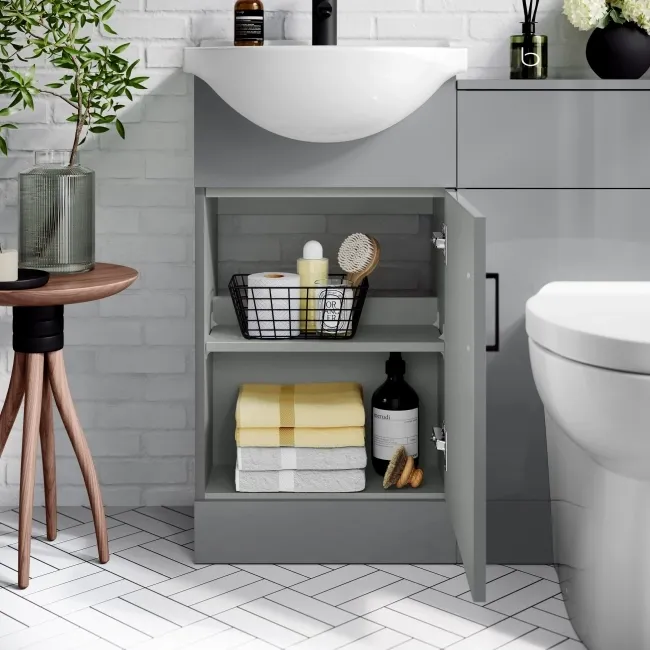 Quartz Stone Grey Combination Vanity Basin and Austin Toilet 950mm - Black Accents
