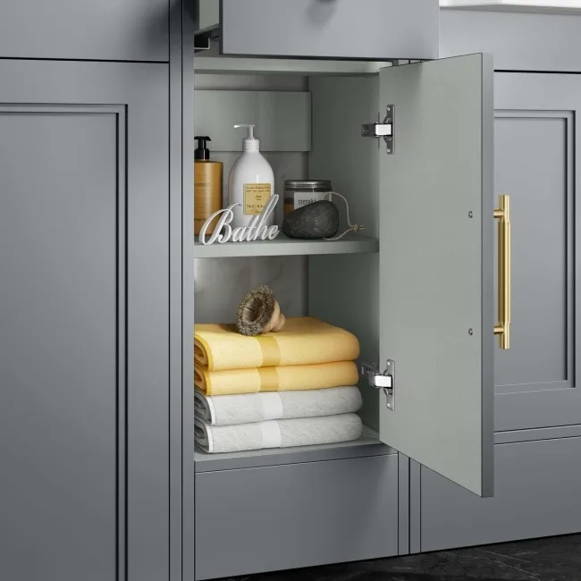 Monaco Dove Grey Side Cabinet Unit 300mm - Brass Knurled Handles