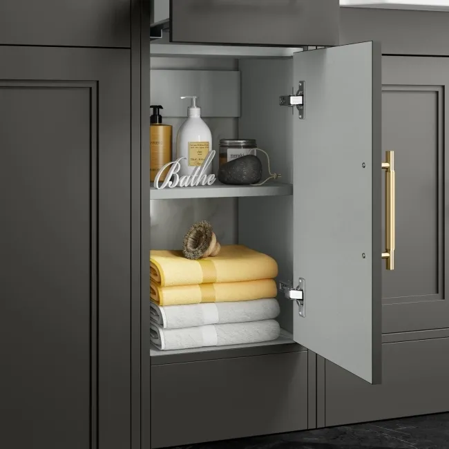 Monaco Graphite Grey Side Cabinet Unit 300mm - Brass Knurled Handles