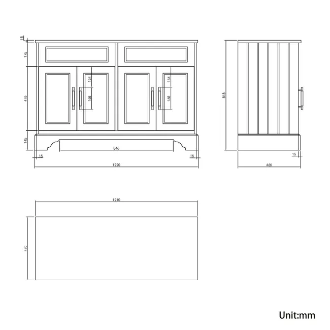 Lucia Graphite Grey Double Vanity with Oak Effect Top & Round Counter Top Basin 1200mm - Brass Knurled Handles