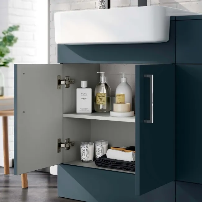 Harper Navy Blue Vanity with Semi Recessed Basin 600mm