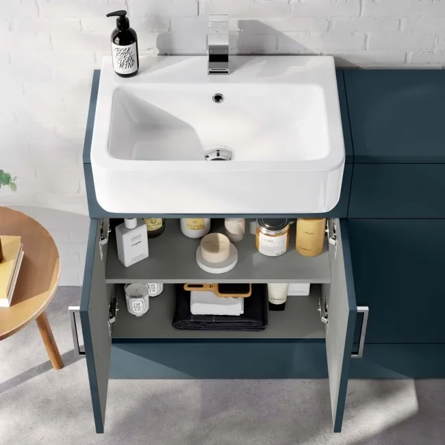 Harper Navy Blue Vanity with Semi Recessed Basin 600mm
