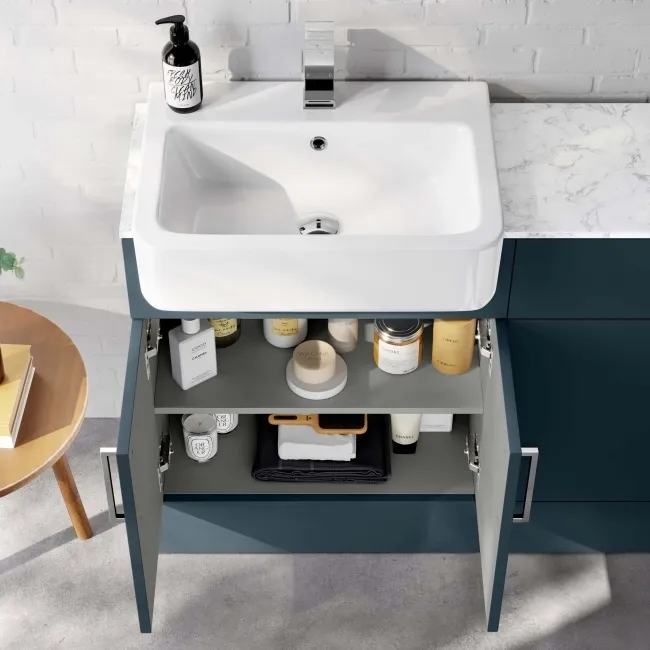 Harper Navy Blue Combination Vanity Basin with Marble Top & Boston Toilet 1200mm