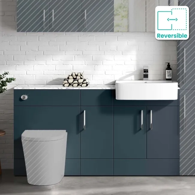 Harper Navy Blue Combination Vanity Basin with Marble Top 1500mm - Excludes Toilet