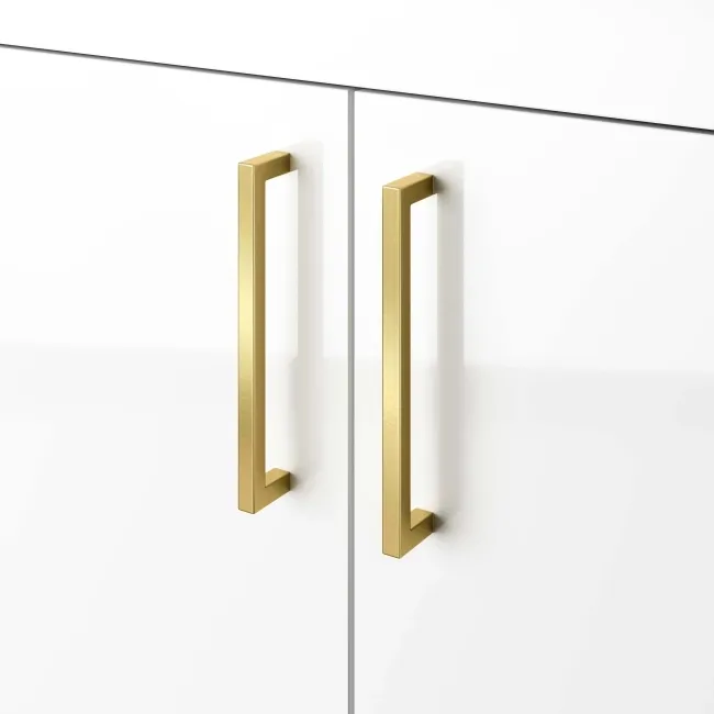 Harper Gloss White Vanity with Semi Recessed Basin 500mm - Brushed Brass Accents