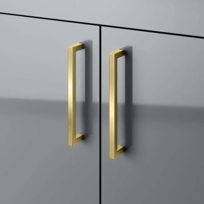 Harper Stone Grey Vanity with Semi Recessed Basin 500mm - Brushed Brass Accents