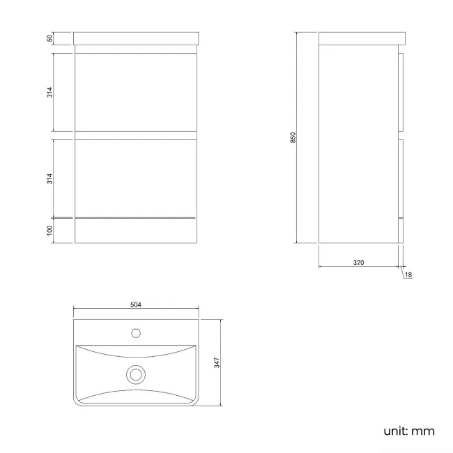 Corsica Inky Blue Slimline Basin Drawer Vanity 500mm