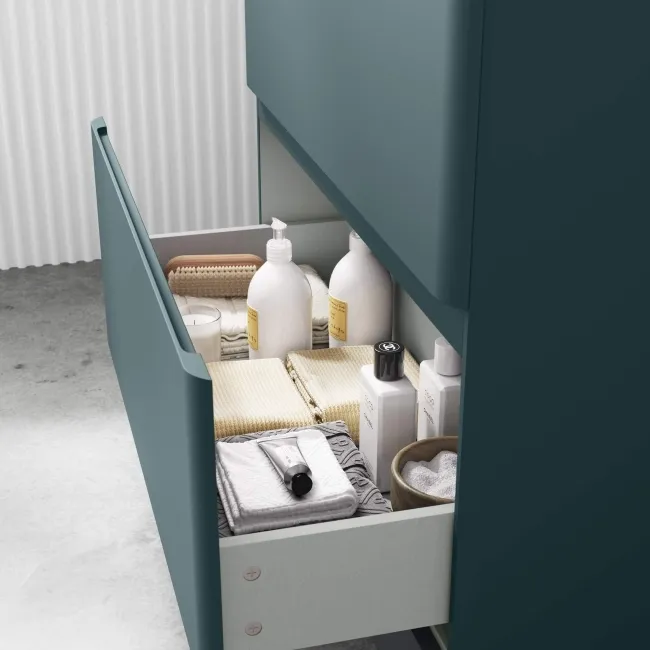 Corsica Midnight Green Vanity Drawer with Marble Top & Curved Counter Top Basin 800mm
