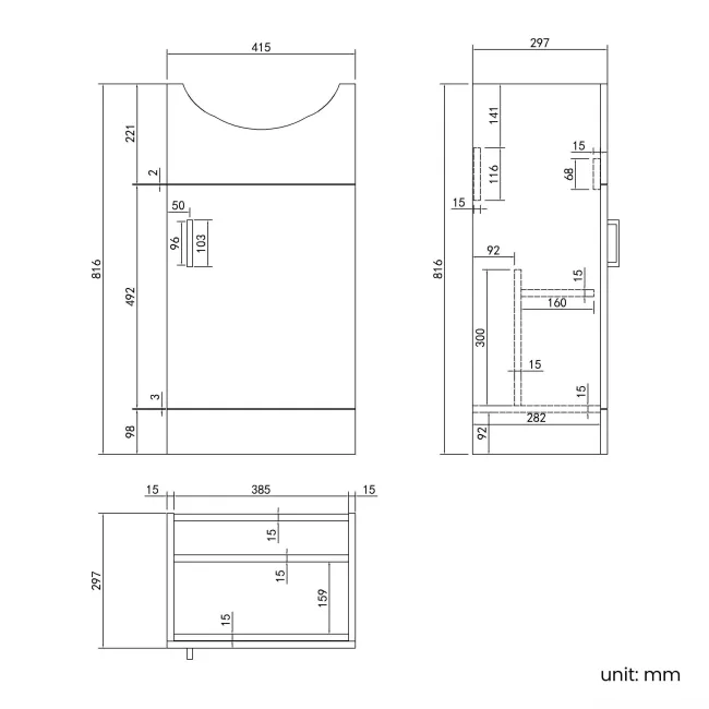 Quartz Gloss White Cloakroom Vanity with Semi Recessed Basin 450mm