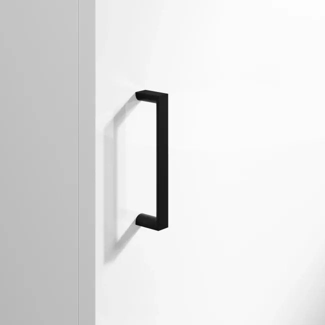 Quartz Gloss White Cloakroom Floor Standing Basin Vanity 400mm - Black Accents