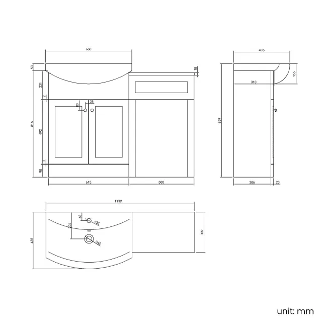 Capri Fog Grey Basin Vanity and Back To Wall Unit 1150mm (Excludes Toilet) - Chrome Handles