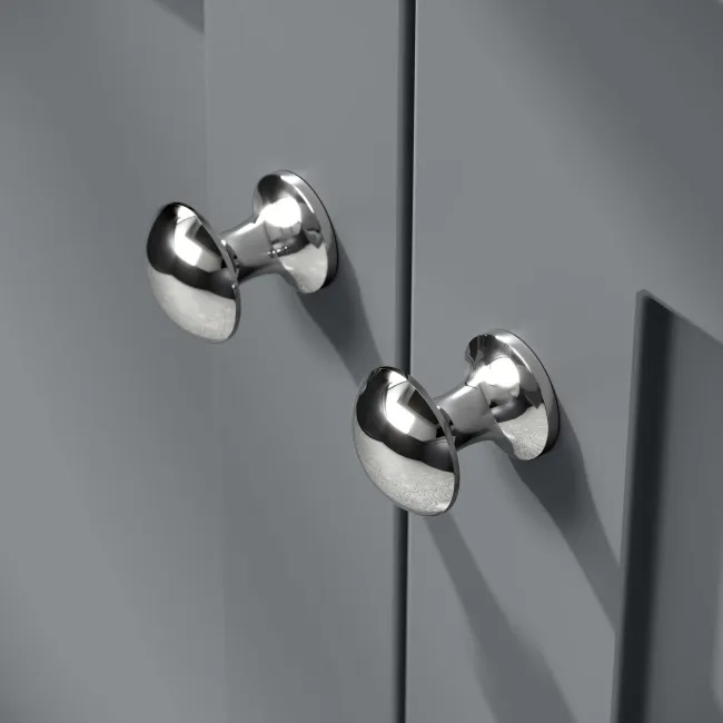 Capri Fog Grey Basin Vanity and Back To Wall Unit 1350mm (Excludes Toilet) - Chrome Handles