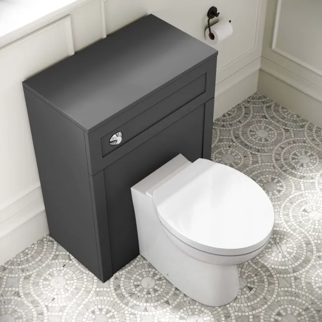 Capri Slate Grey Combination Vanity Basin and Austin Toilet 1350mm - Chrome Handles