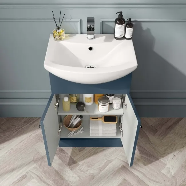Capri Navy Blue Combination Vanity Basin and Austin Toilet 1050mm - Chrome Handles