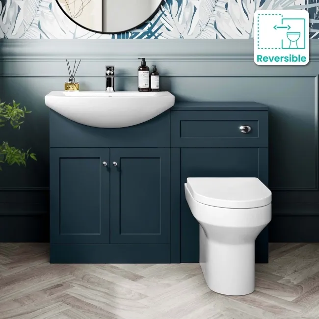 Capri Navy Blue Combination Vanity Basin and Miami Toilet 1150mm - Chrome Handles