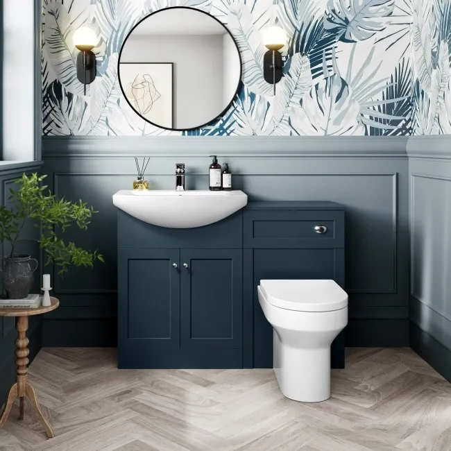 Capri Navy Blue Combination Vanity Basin and Miami Toilet 1150mm - Chrome Handles
