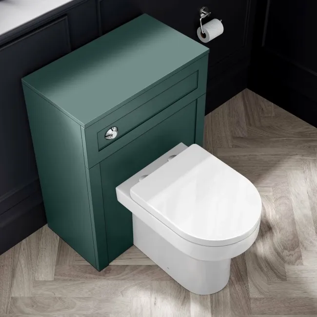 Capri Mystic Green Combination Vanity Basin and Miami Toilet 1350mm - Chrome Handles