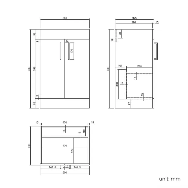 Mersey Gloss White Basin Vanity and Back To Wall Unit 1000mm - Excludes Toilet