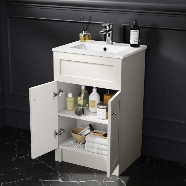 Milos Cotton White Combination Vanity Basin and Austin Toilet 1000mm - Chrome Handles
