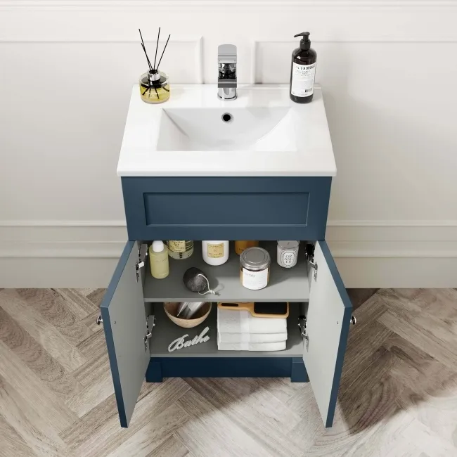 Milos Navy Blue Basin Vanity 500mm - Chrome Handles