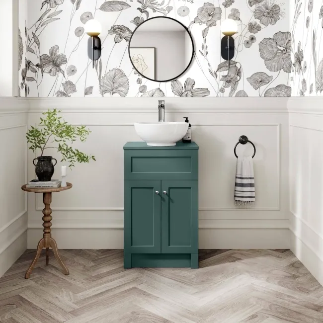 Milos Mystic Green Vanity with Mesa Basin 500mm - Chrome Handles