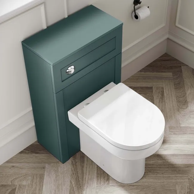 Milos Mystic Green Combination Vanity Basin and Miami Toilet 1300mm - Chrome Handles