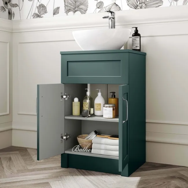 Milos Mystic Green Vanity with Oval Basin 500mm - Traditional Handles