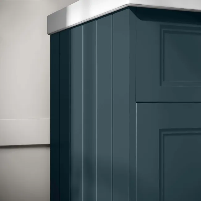 Lucia Inky Blue Double Basin Vanity 1200mm - Brass Knurled Handles
