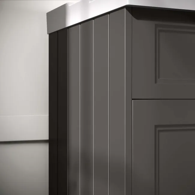 Lucia Graphite Grey Basin Vanity 1030mm - Brass Knurled Handles