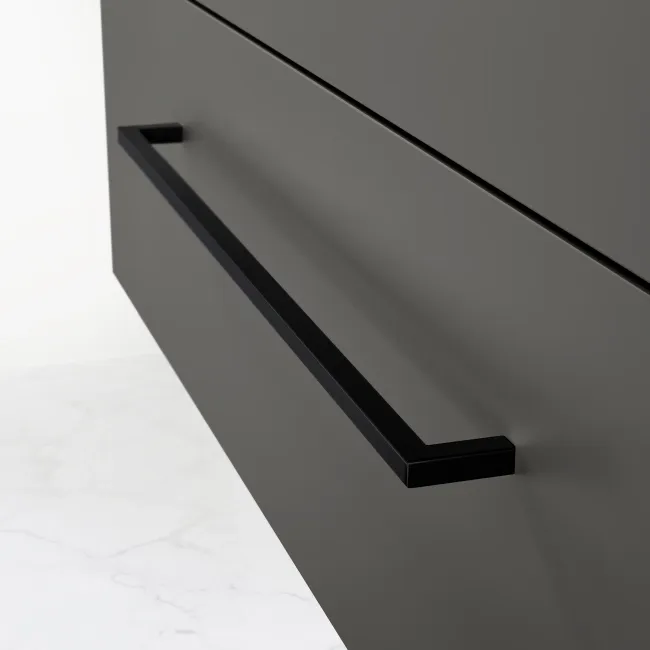 Elba Graphite Grey Wall Hung Basin Drawer Vanity 1000mm - Black Accents